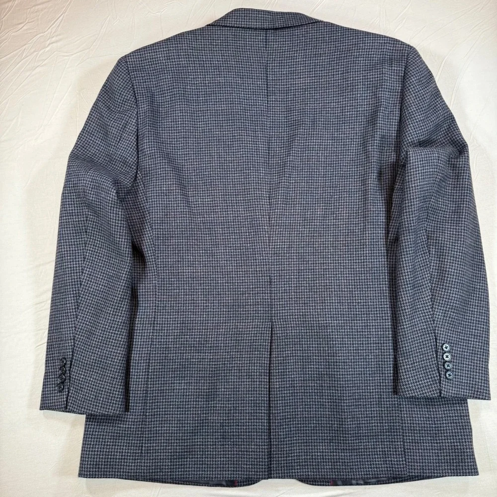 Meeting Street Mens Grey Houndstooth Lambswool Cashmere‎ Blazer Jacket 2 Button